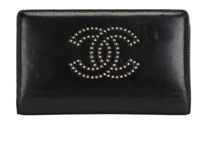 Chanel Studded CC Wallet, &pound;495, Accessories, Black, Leather, Front view